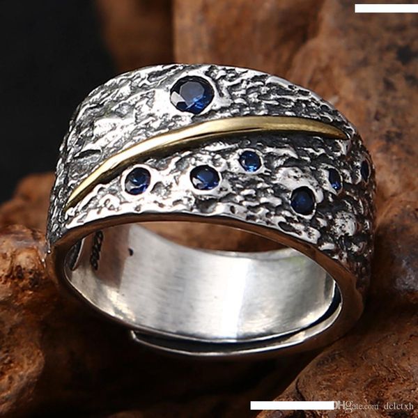 925 sterling silver fashion jewelry retro thai silver personality men and women open ring starry meteor ring wholesale
925 sterling silver fashion jewelry retro thai silver personality men and women open ring starry meteor ring wholesale