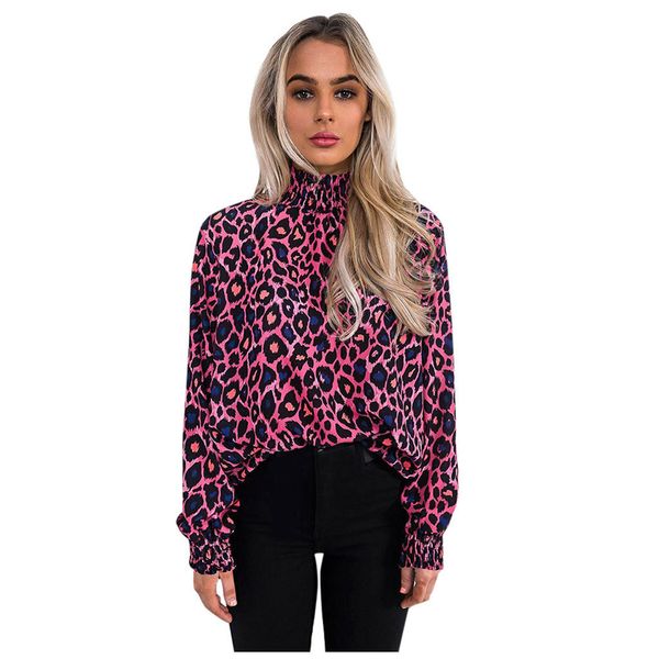 women's blouses & shirts feitong blouse shirt ladies fashion frill stand neck neon leopard print long sleeve women clothing, White
women's blouses & shirts feitong blouse shirt ladies fashion frill stand neck neon leopard print long sleeve women clothing, White