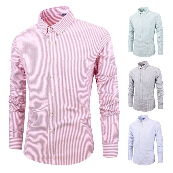 men's business casual shirt striped cotton oxford spin long sleeve shirt men slim good quality clothing spring autumn, White;black
men's business casual shirt striped cotton oxford spin long sleeve shirt men slim good quality clothing spring autumn, White;black