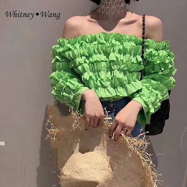 whitney wang 2019 spring summer fashion streetwear slash neck waves ruffled blouse women blusas girls shirt, White
whitney wang 2019 spring summer fashion streetwear slash neck waves ruffled blouse women blusas girls shirt, White