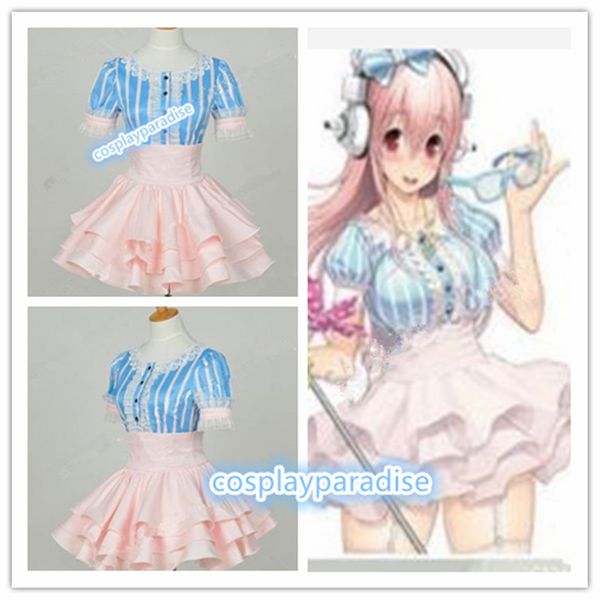 super sonico cosplay sonico wavy costume stripes beautiful skirt well made, Black;red
super sonico cosplay sonico wavy costume stripes beautiful skirt well made, Black;red