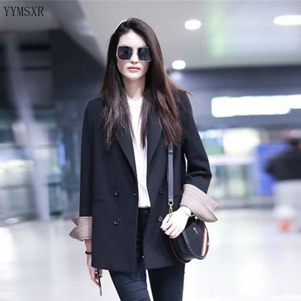 women's suits & blazers 2021 spring and autumn jackets feminine casual loose double breasted black lady blazer small suit female coat, White;black
women's suits & blazers 2021 spring and autumn jackets feminine casual loose double breasted black lady blazer small suit female coat, White;black