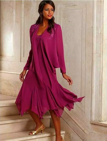 elegant appliqued chiffon mother of the bride dresses with jacket tea length groom gowns for wedding pd5025, Black;red
elegant appliqued chiffon mother of the bride dresses with jacket tea length groom gowns for wedding pd5025, Black;red