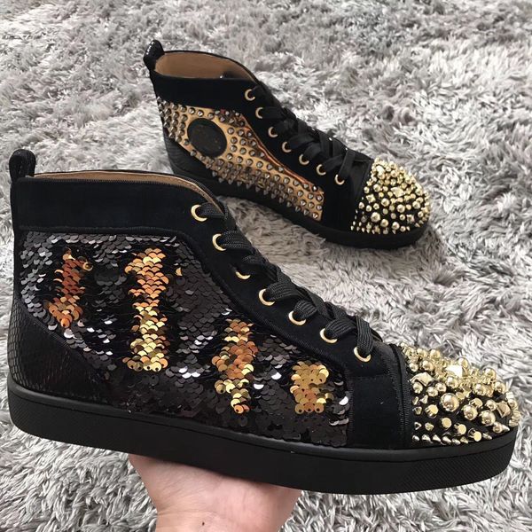 original box red bottom sneakers shoes luxury designers gold studs toe spikes men,women high 1.1 casual walking shoes eu35-47, Black
original box red bottom sneakers shoes luxury designers gold studs toe spikes men,women high 1.1 casual walking shoes eu35-47, Black