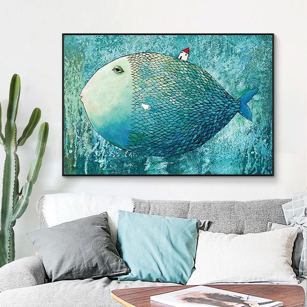 cartoon big fish small house art canvas painting wall art for living room home decor (no frame
cartoon big fish small house art canvas painting wall art for living room home decor (no frame