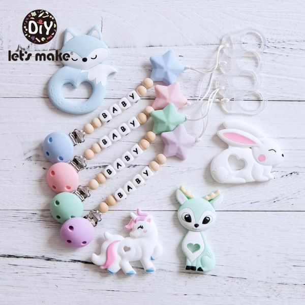 let's make cartoon silicone teether beads customize baby's name holder for nipples personalized animal teething beads for kids
