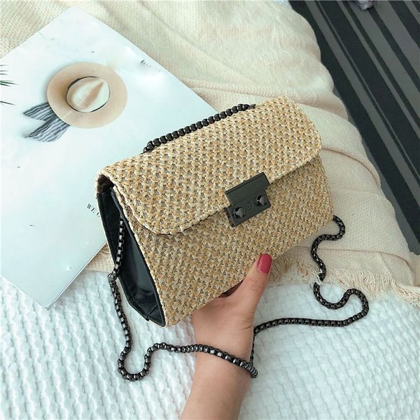 fashion woven handbag shoulder bag vintage crossbody messenger bags chain lock small square summer beach style straw bag#h25
fashion woven handbag shoulder bag vintage crossbody messenger bags chain lock small square summer beach style straw bag#h25
