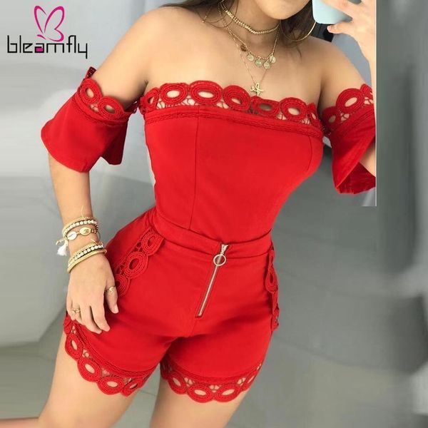 lace spliced hollow out playsuits slash neck off shoulder short sleeve zipper bodycon rompers summer party club overalls, Black;white
lace spliced hollow out playsuits slash neck off shoulder short sleeve zipper bodycon rompers summer party club overalls, Black;white