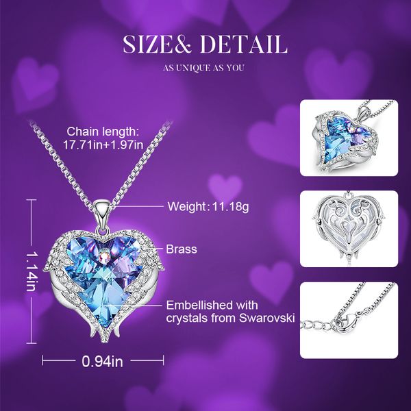 cde women silver color necklace embellished with crystals from swarovski necklace angel wings heart pendant valentines gift
cde women silver color necklace embellished with crystals from swarovski necklace angel wings heart pendant valentines gift