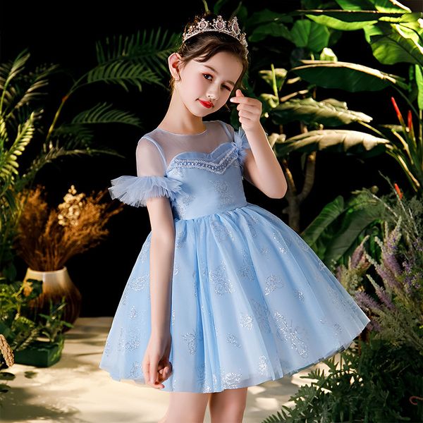 little kids baby korean sweet sky-blue color birthday holiday party ceremony princess fluffy dress children host costumes dress, Red;yellow
little kids baby korean sweet sky-blue color birthday holiday party ceremony princess fluffy dress children host costumes dress, Red;yellow