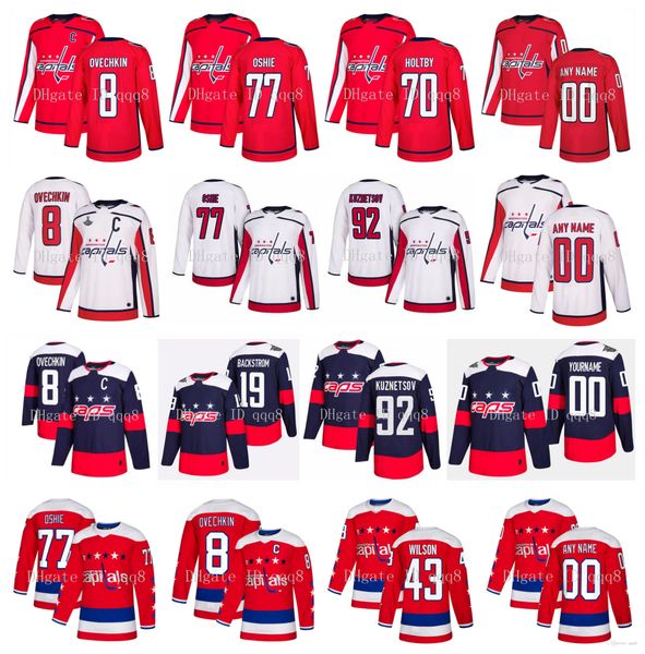 

washington capitals jersey 8 alex ovechkin 19 nicklas backstrom 43 tom wilson 92 evgeny kuznetsov 77 tj oshie 70 braden holtby hockey jersey