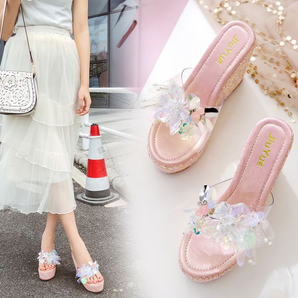 shoes woman's slippers luxury slides flower shose women shale female beach low platform jelly flip flops on a wedge 2020, Black
shoes woman's slippers luxury slides flower shose women shale female beach low platform jelly flip flops on a wedge 2020, Black