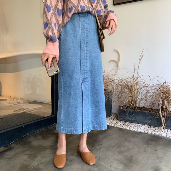 2019 casual denim long skirts womens front slit a line high waist autumn skirt outwear korean jupe en jean, Black
2019 casual denim long skirts womens front slit a line high waist autumn skirt outwear korean jupe en jean, Black