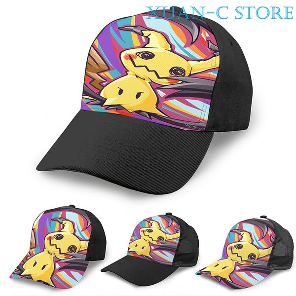 mimikyu basketball cap(3) men women fashion all over print black hat, Blue;gray 
mimikyu basketball cap(3) men women fashion all over print black hat, Blue;gray