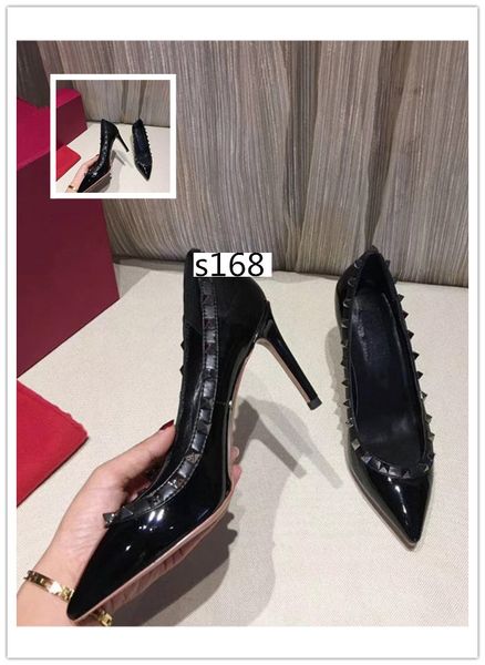 luxury patent leather women pointed toe studs pumps rivet stiletto high-heeled shoes size 39, Black
luxury patent leather women pointed toe studs pumps rivet stiletto high-heeled shoes size 39, Black