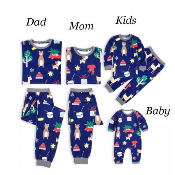 Family Matching Christmas Pajamas Sets Xmas Party Sleepwear Outfit 2pcs Set Nightwear