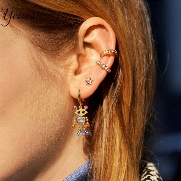 simple alloy robot crystal dangle earrings for women playful cute cartoon characters drop piercing earrings trendy jewelry gift, Silver
simple alloy robot crystal dangle earrings for women playful cute cartoon characters drop piercing earrings trendy jewelry gift, Silver