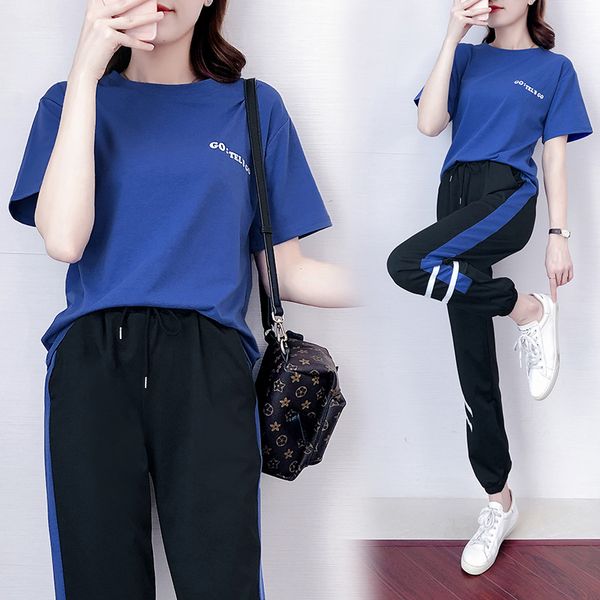 summer women's suit 2020 leisure sports suit outdoor fitness running loose short-sleeved t-shirt pants two-piece set, White;black
summer women's suit 2020 leisure sports suit outdoor fitness running loose short-sleeved t-shirt pants two-piece set, White;black