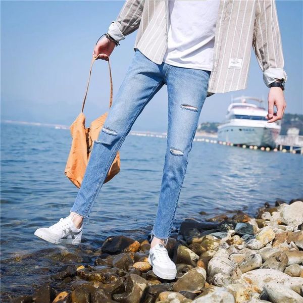 men's jeans 2021 style men capri pants sub-summer with holes thin slim fit skinny, Blue
men's jeans 2021 style men capri pants sub-summer with holes thin slim fit skinny, Blue