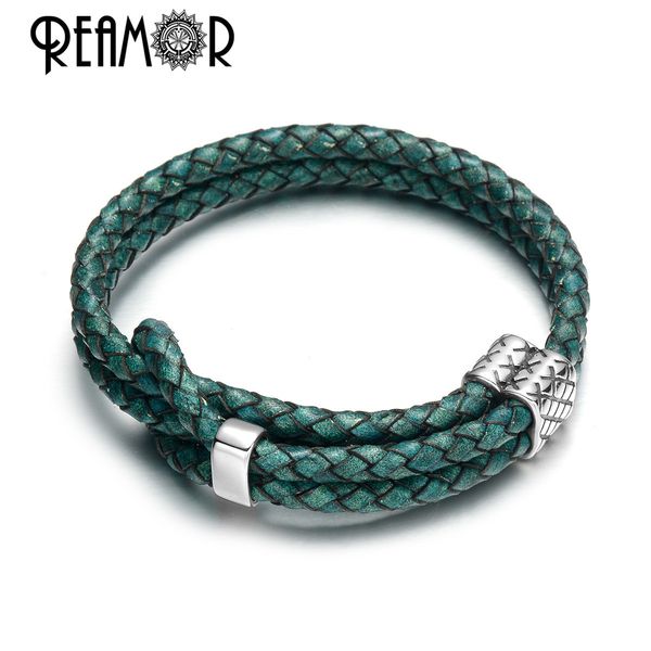 reamor retro green blue cowhide genuine leather adjustable bracelet men stainless steel beads handmade braided bracelets bangles, Golden;silver
reamor retro green blue cowhide genuine leather adjustable bracelet men stainless steel beads handmade braided bracelets bangles, Golden;silver