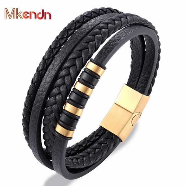 mkendn new fashion multilayer braided leather bracelet men stainless steel magnetic clasp bangles fashion punk male jewelry, Golden;silver
mkendn new fashion multilayer braided leather bracelet men stainless steel magnetic clasp bangles fashion punk male jewelry, Golden;silver