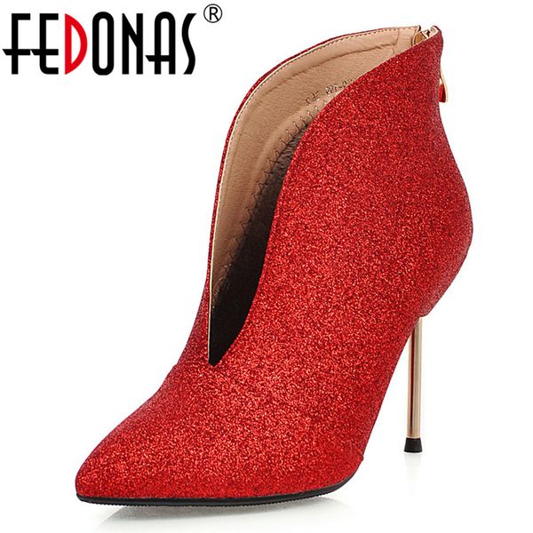 fedonas blingbling women winter ankle boots pointed toe thin high heels party dancing shoes woman big size boots, Black
fedonas blingbling women winter ankle boots pointed toe thin high heels party dancing shoes woman big size boots, Black