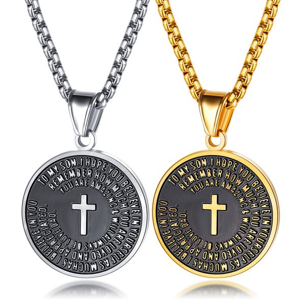 retro men stainless steel round card pendant necklace titanium steel religious pendants jewelry wholesale gold plated, Silver
retro men stainless steel round card pendant necklace titanium steel religious pendants jewelry wholesale gold plated, Silver