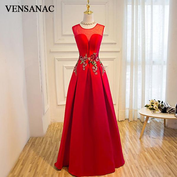 vensanac 2018 sheer o neck floral print long a line evening dresses elegant lace embroidery open back party prom gowns, White;black
vensanac 2018 sheer o neck floral print long a line evening dresses elegant lace embroidery open back party prom gowns, White;black
