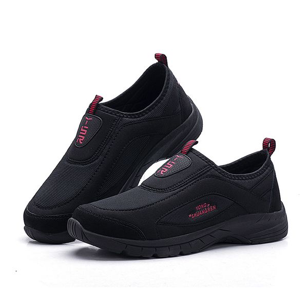 men's lightweight older shoes middle-aged non-slip soft bottom sneakers, Black