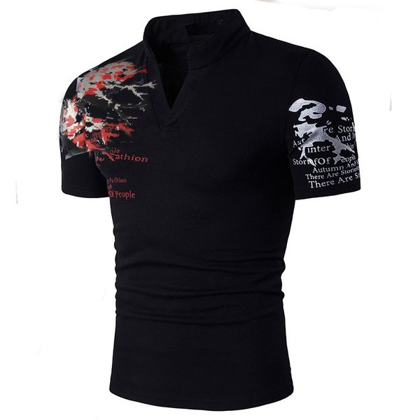 new summer mens print casual thin sleeve v-neck slim mens short sleeve t-shirt new chinese stand collar short sleeve, White;black
new summer mens print casual thin sleeve v-neck slim mens short sleeve t-shirt new chinese stand collar short sleeve, White;black