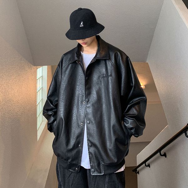 men women new embroidery black faux leather bomber coats male streetwear hip hop punk loose motorcycle jacket outerwear
men women new embroidery black faux leather bomber coats male streetwear hip hop punk loose motorcycle jacket outerwear