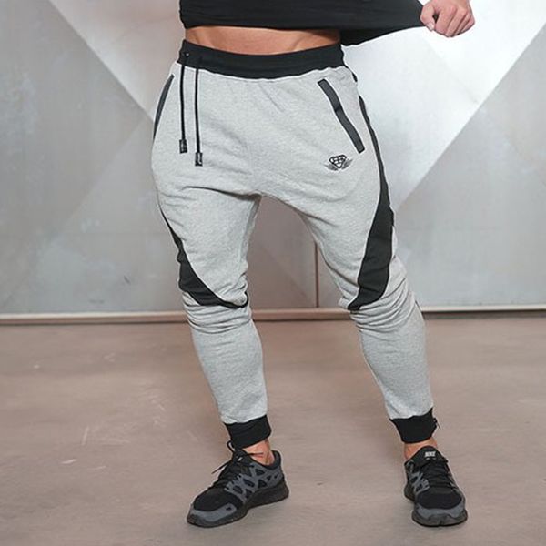 

men's pants workout cloth exercise active cotton pants men joggers sweatpants bottom legging body engineers trousers, Black