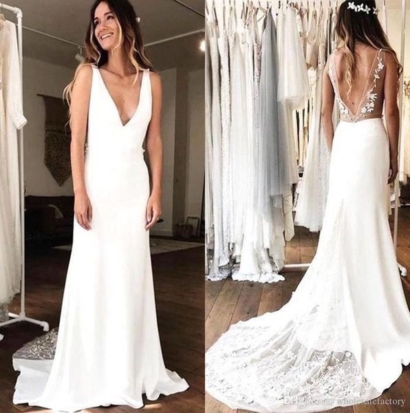 beach boho wedding dresses v neck chiffon lace applique backless wedding dress bridal gowns robe de mariée vestidos de novia custom, White
beach boho wedding dresses v neck chiffon lace applique backless wedding dress bridal gowns robe de mariée vestidos de novia custom, White