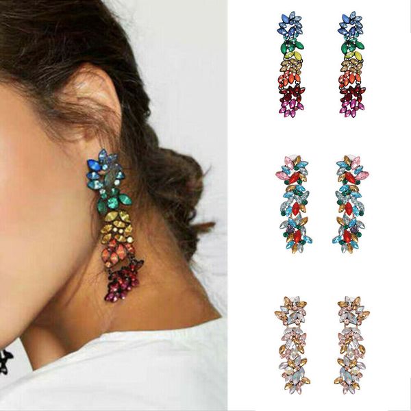 2019 fashion women geometric colorful rhinestone statement long pendant drop earring trendy jewelry dangle earrings, Silver
2019 fashion women geometric colorful rhinestone statement long pendant drop earring trendy jewelry dangle earrings, Silver