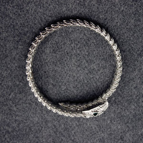 viper snake diamond bangle female vintage sterling silver animal open rings precious women party bangles, Black
viper snake diamond bangle female vintage sterling silver animal open rings precious women party bangles, Black
