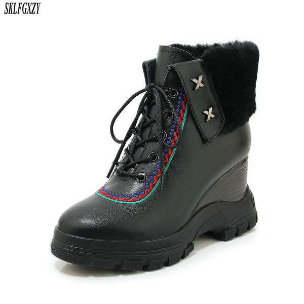 sklfgxzy 2019 height increasing women snow boots genuine leather fur ladies boots winter warm platform shoes woman, Black
sklfgxzy 2019 height increasing women snow boots genuine leather fur ladies boots winter warm platform shoes woman, Black