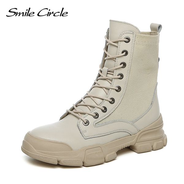 smile circle short boots women platform shoes fashion england style genuine leather lace-up thick bottom ladies boots, Black
smile circle short boots women platform shoes fashion england style genuine leather lace-up thick bottom ladies boots, Black