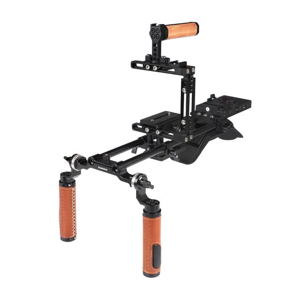 camvate pro shoulder mount rig + extension-type half cage with manfrotto quick release plate + v mount power splitter item code: c2453
camvate pro shoulder mount rig + extension-type half cage with manfrotto quick release plate + v mount power splitter item code: c2453