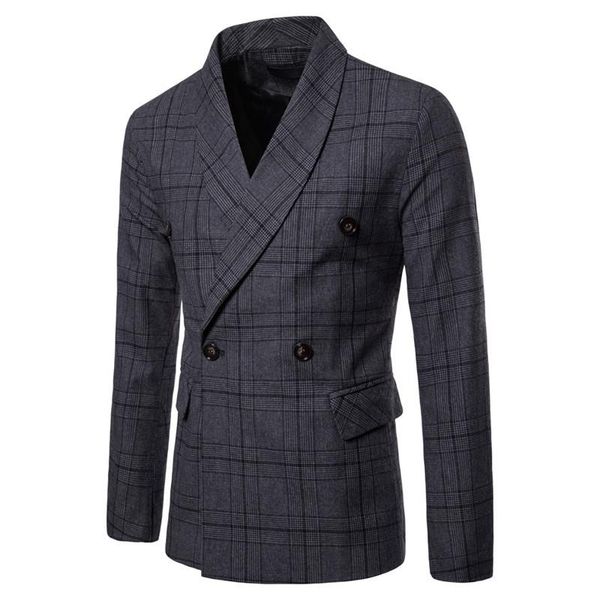 split suits lapel neck long sleeve blazer double breasted slim casual homme clothing mens business plaid, White;black
split suits lapel neck long sleeve blazer double breasted slim casual homme clothing mens business plaid, White;black