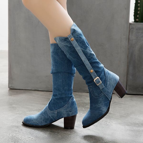 women boots mid calf woman winter shoes canvas upper high square heels buckle strap plush new fashion size 34-43 sb347, Black
women boots mid calf woman winter shoes canvas upper high square heels buckle strap plush new fashion size 34-43 sb347, Black