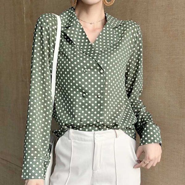 vintage double-breasted blouse women polka dots women and blouses elegant female shirts blusa feminina 2020, White
vintage double-breasted blouse women polka dots women and blouses elegant female shirts blusa feminina 2020, White