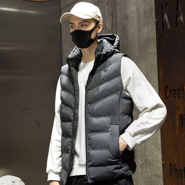 men's clothing winter fashion trend new hooded sleeveless jacket men removable hat vest cotton men, Black
men's clothing winter fashion trend new hooded sleeveless jacket men removable hat vest cotton men, Black