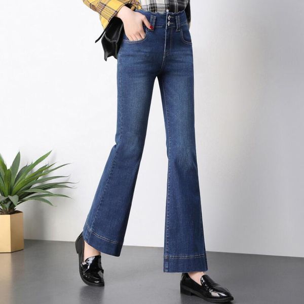 new autumn women fashion pants two buttons waves waist flare jeans lady bleached long casual jeans size 26-33, Blue
new autumn women fashion pants two buttons waves waist flare jeans lady bleached long casual jeans size 26-33, Blue