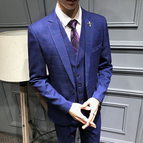 men fashion casual business suit men's groom wedding dress plaid formal suits set three-piece(jackets + vest + pants, White;black
men fashion casual business suit men's groom wedding dress plaid formal suits set three-piece(jackets + vest + pants, White;black