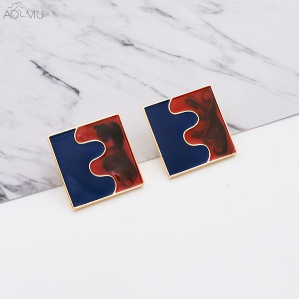 aomu simple fashion blue red enamel metal geometric square internet celebrity big stud earrings for women girl jewelry, Golden;silver
aomu simple fashion blue red enamel metal geometric square internet celebrity big stud earrings for women girl jewelry, Golden;silver