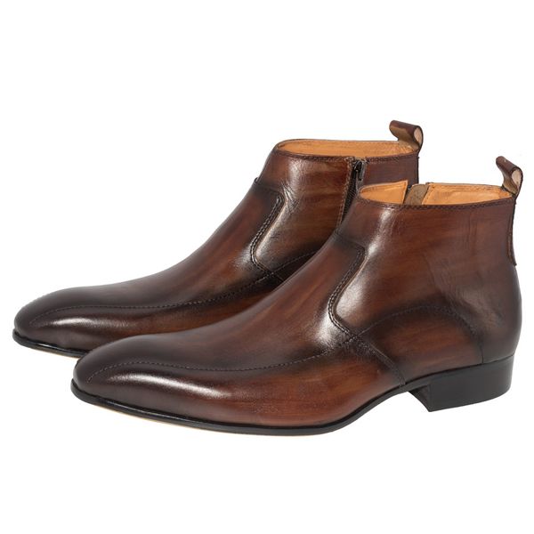 men dress leather boots basic handmade coffee color fashion lace-up zip ankle men's pointed toe dress oxfords shoes, Black
men dress leather boots basic handmade coffee color fashion lace-up zip ankle men's pointed toe dress oxfords shoes, Black