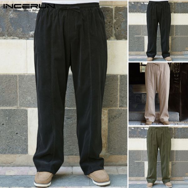 men's pants incerun mens cotton linen joggers elastic waist baggy solid vintage retro streetwear casual long trousers men 2021, Black
men's pants incerun mens cotton linen joggers elastic waist baggy solid vintage retro streetwear casual long trousers men 2021, Black