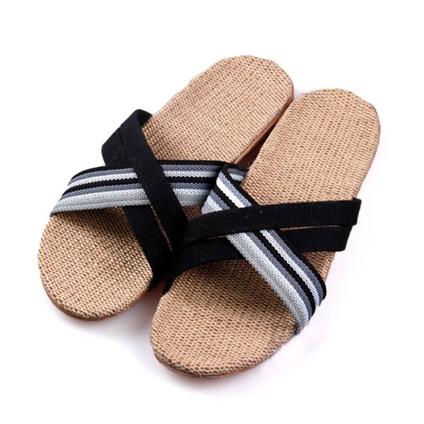 slippers men's fashion crossing slides home striped linen wholesale breathable eva flip flops couples casual flax sandals, Black
slippers men's fashion crossing slides home striped linen wholesale breathable eva flip flops couples casual flax sandals, Black