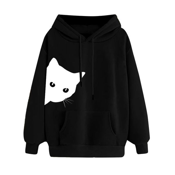 women harajuku sweatshirt hoodies cat print long sleeve casual loose autumn spring hooded casual pullover blouse moletom new, Black
women harajuku sweatshirt hoodies cat print long sleeve casual loose autumn spring hooded casual pullover blouse moletom new, Black