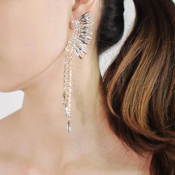 manilai angel wings long tassel earrings for women charm rhinestones ear cuff clip wing dangle earrings wedding bride jewelry, Silver
manilai angel wings long tassel earrings for women charm rhinestones ear cuff clip wing dangle earrings wedding bride jewelry, Silver